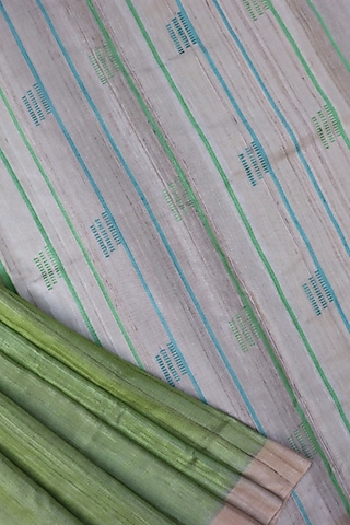 Lime Handwoven Saree With Extra Weft Motifs by Itsree