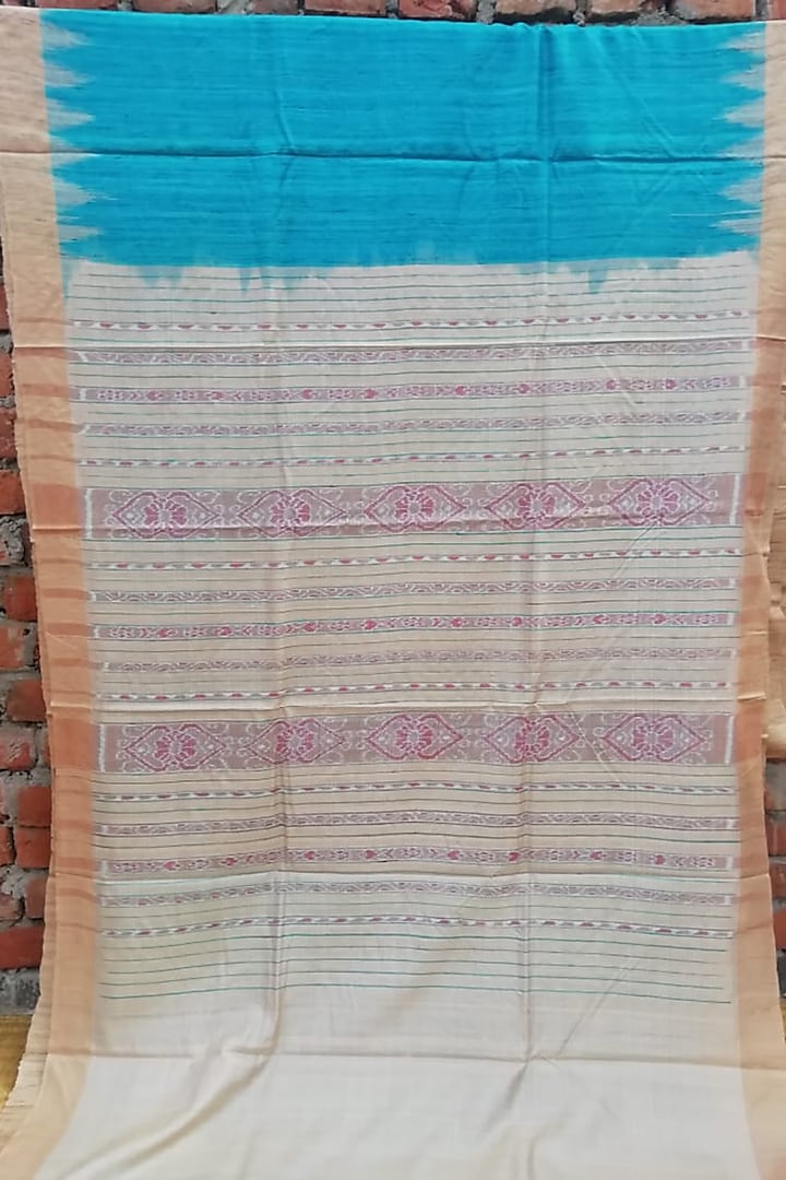 Sky Blue Tie-Dye Handwoven Saree by Itsree