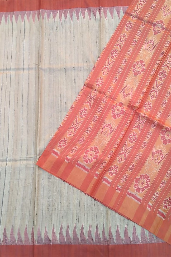 Beige Tie-Dye Handwoven Saree by Itsree