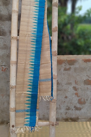 Beige & Blue Tie-Dye Dupatta by Itsree