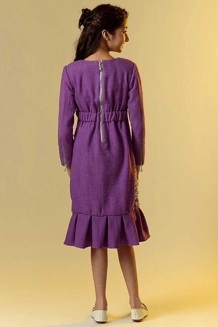 Purple Embellished Dress For Girls by Littleens at Pernia's Pop Up Shop