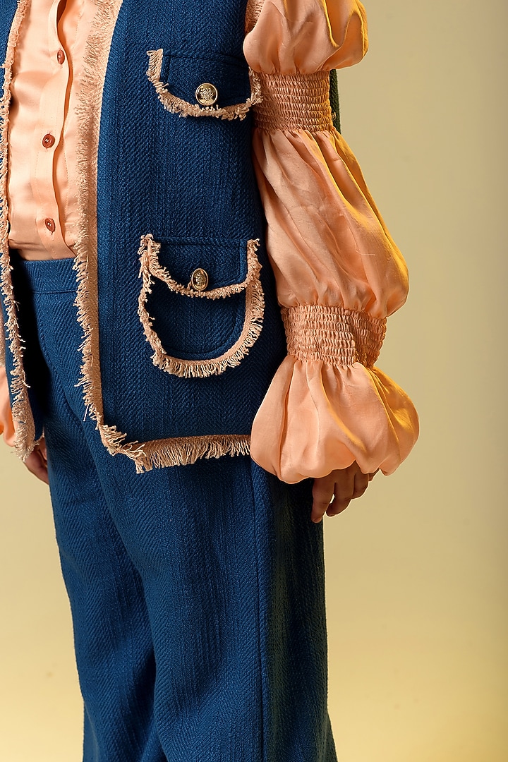 Cobalt Blue Jacket Set For Girls by Littleens at Pernia's Pop Up Shop