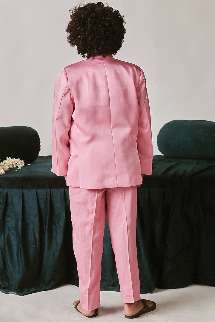 Cherry Blossom German Satin Vortex Bandhgala Set For Boys by Littleens at Pernia's Pop Up Shop