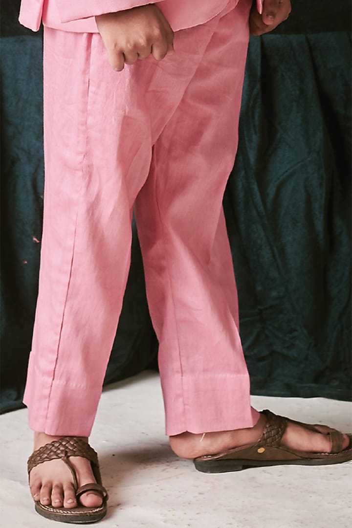 Cherry Blossom German Satin Vortex Bandhgala Set For Boys by Littleens at Pernia's Pop Up Shop