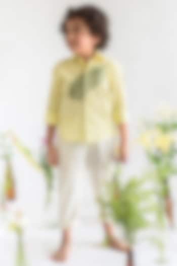 Pastel Yellow Organic Cotton Shirt For Boys by Littleens
