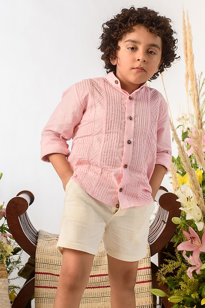 Pastel Pink Organic Cotton Shirt For Boys by Littleens