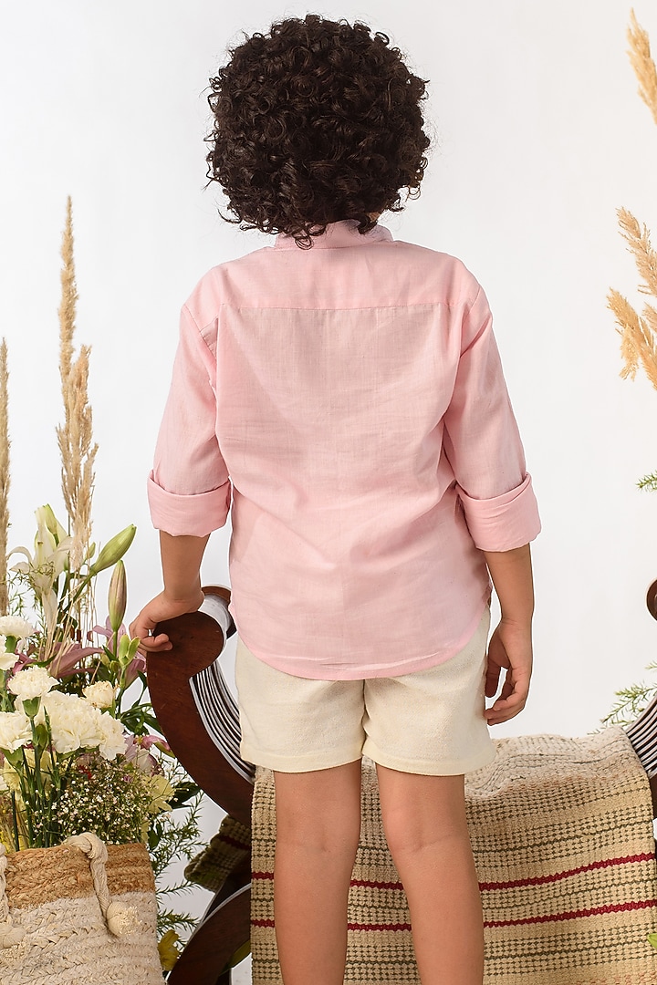 Pastel Pink Organic Cotton Shirt For Boys by Littleens at Pernia's Pop Up Shop