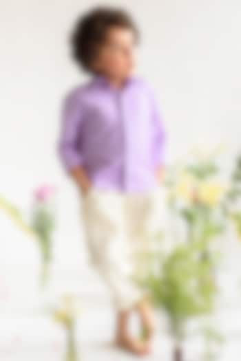 Lilac Organic Cotton & Handloom Stripe Shirt For Boys by Littleens