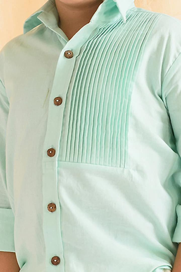 Pastel Blue Organic Cotton Shirt For Boys by Littleens at Pernia's Pop Up Shop