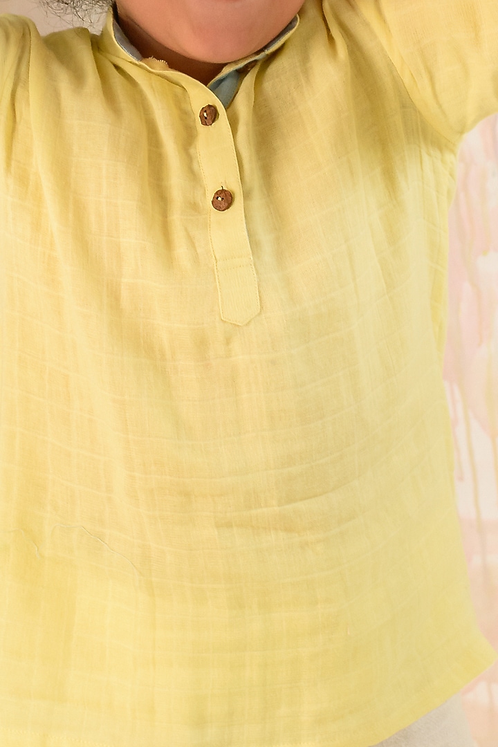 Pastel Yellow Check Organic Cotton Shirt For Boys by Littleens at Pernia's Pop Up Shop