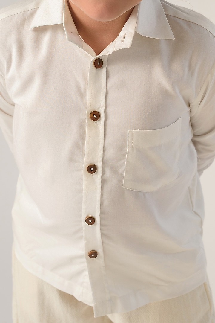 White Bamboo Shirt For Boys by Littleens at Pernia's Pop Up Shop