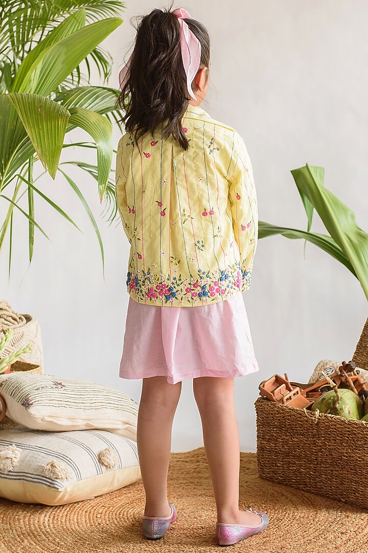 Yellow Embroidered Jacket For Girls by Littleens at Pernia's Pop Up Shop