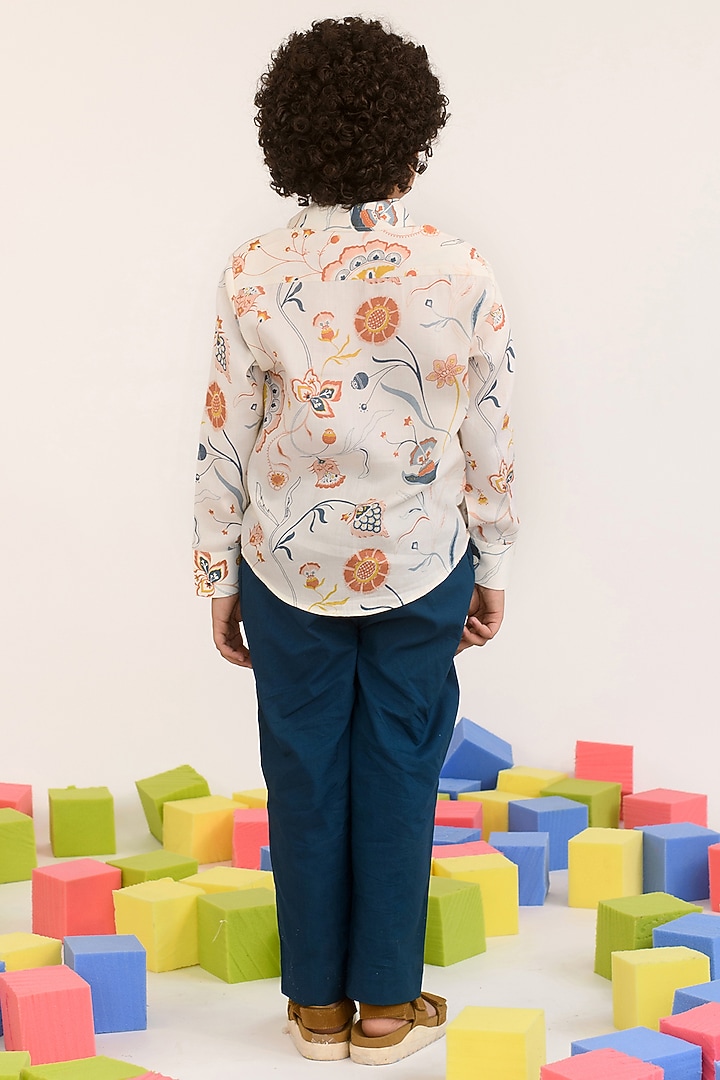 Pastel Yellow Printed Shirt For Boys by Littleens at Pernia's Pop Up Shop