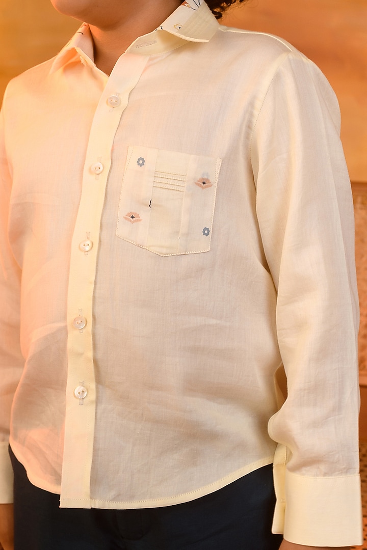 Yellow Printed Shirt For Boys by Littleens at Pernia's Pop Up Shop