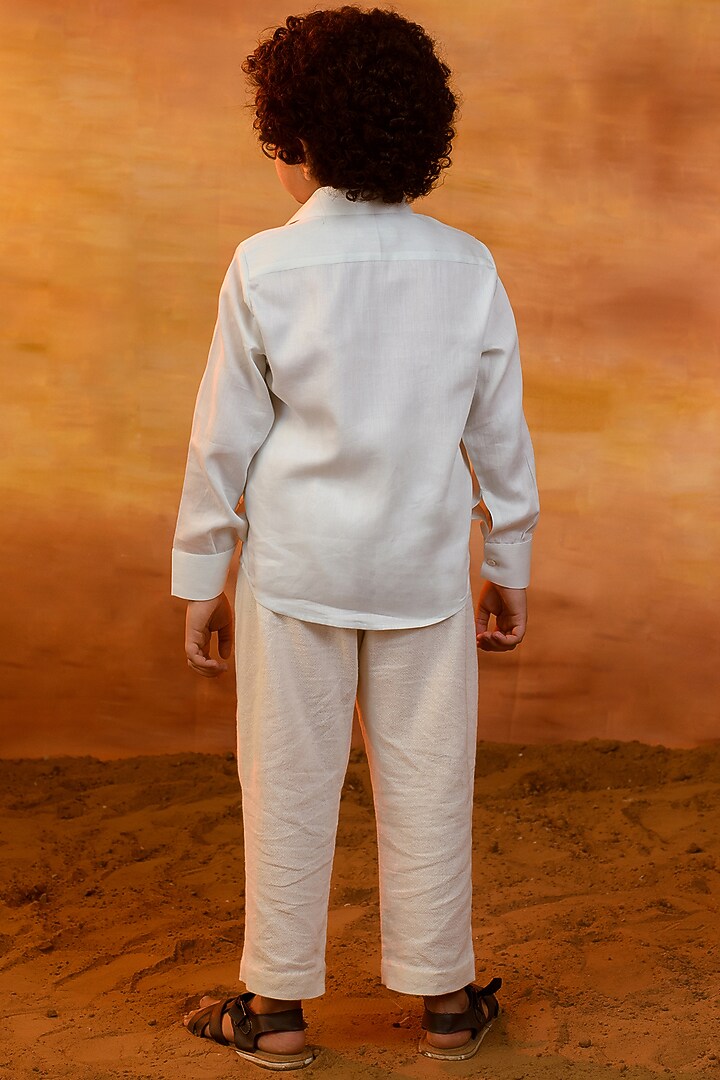 Aqua Glass Embroidered Shirt For Boys by Littleens at Pernia's Pop Up Shop