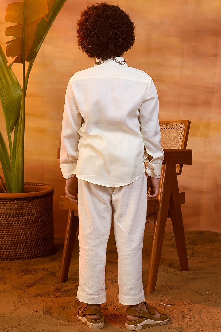 Pastel Yellow Cotton Satin Shirt For Boys by Littleens at Pernia's Pop Up Shop