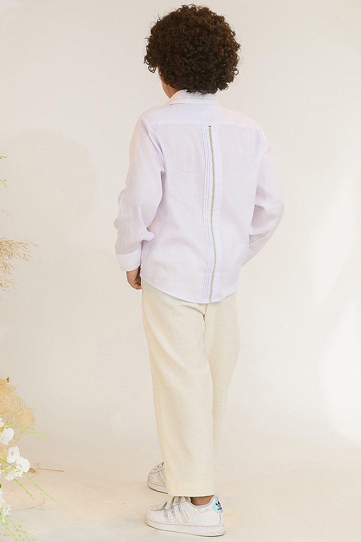 Lavender Shirt in Cotton Satin For Boys by Littleens at Pernia's Pop Up Shop