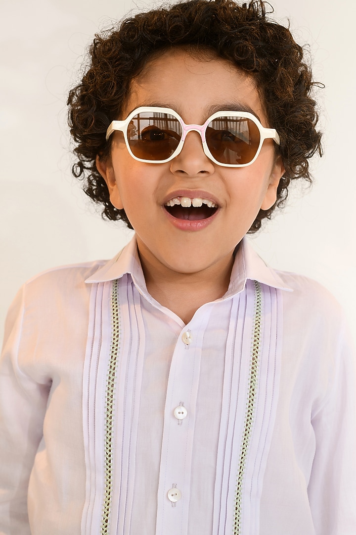 Lavender Shirt in Cotton Satin For Boys by Littleens at Pernia's Pop Up Shop