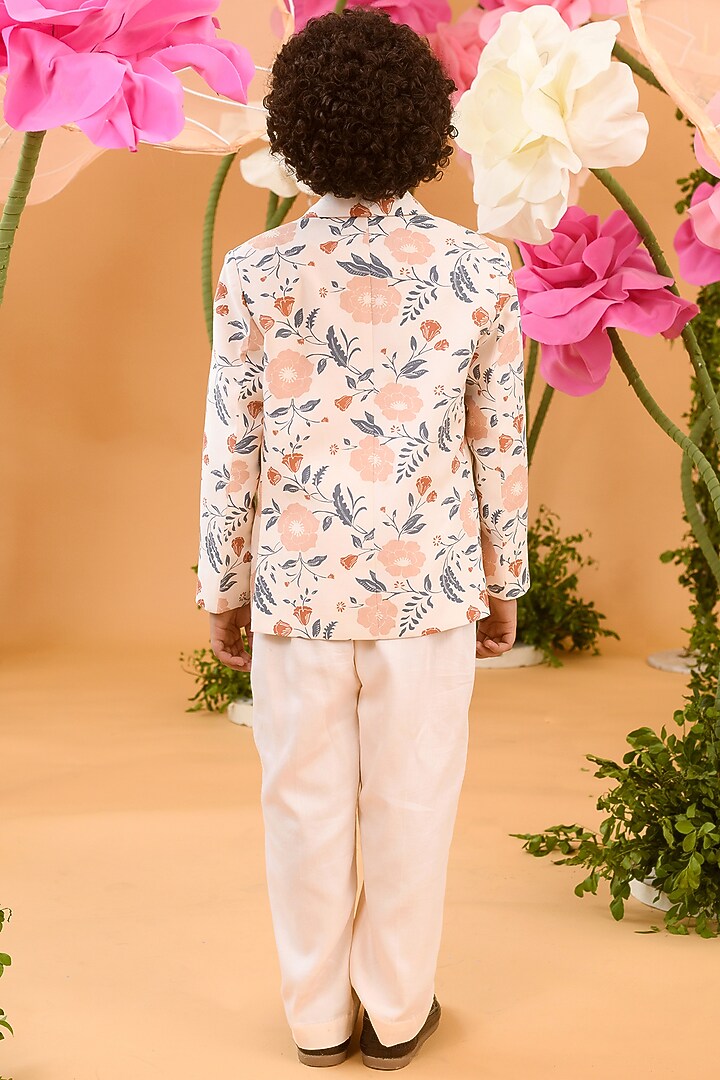 Peach Blush Printed Jacket For Boys by Littleens at Pernia's Pop Up Shop