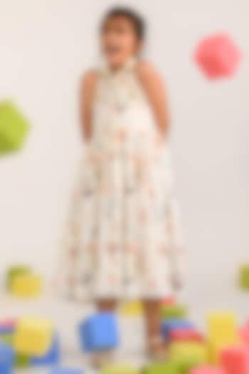 Pastel Yellow Printed Dress For Girls by Littleens
