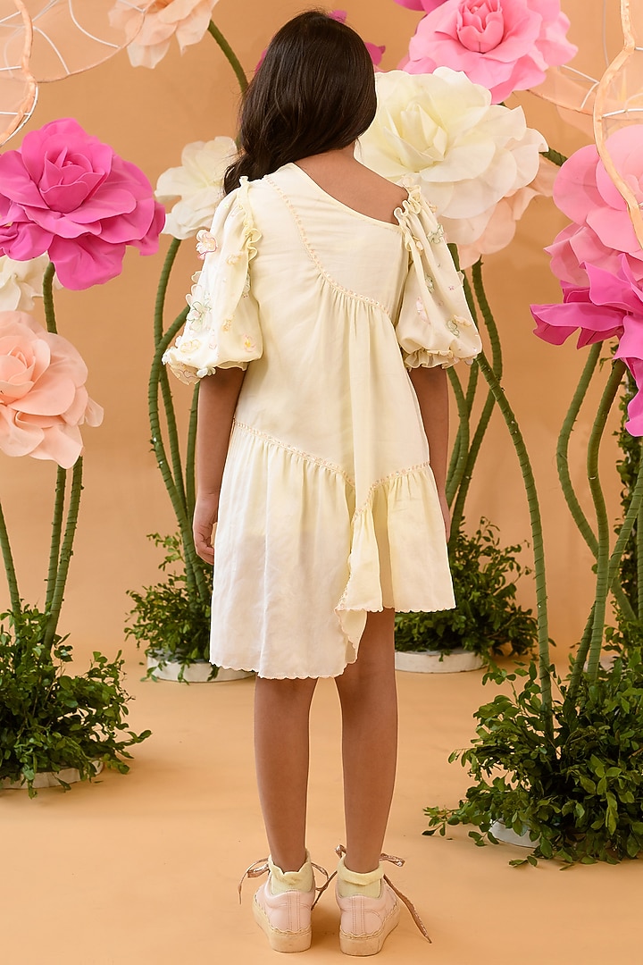 Pastel Yellow Asymmetrical dress For Girls by Littleens at Pernia's Pop Up Shop