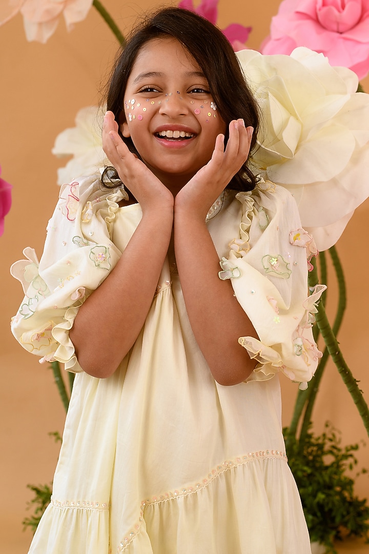 Pastel Yellow Asymmetrical dress For Girls by Littleens at Pernia's Pop Up Shop