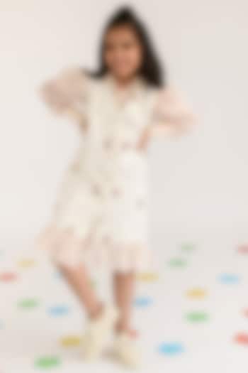 Peach Blush Printed Blazer Dress For Girls by Littleens at Pernia's Pop Up Shop