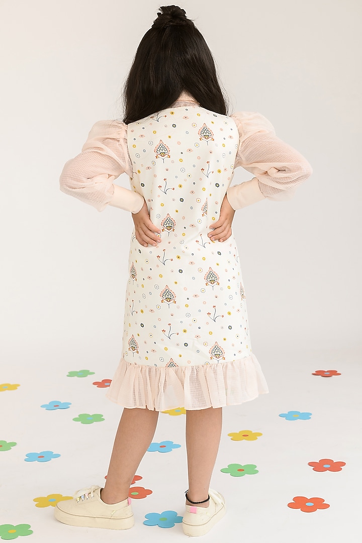 Peach Blush Printed Blazer Dress For Girls by Littleens at Pernia's Pop Up Shop