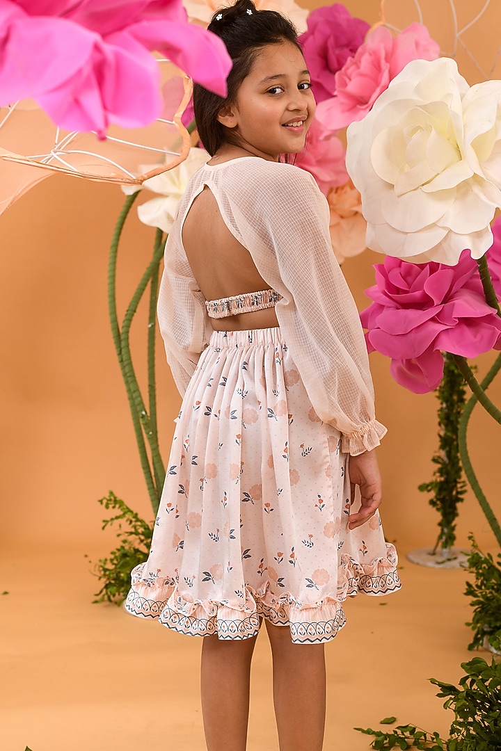 Peach Blush Floral Dress For Girls by Littleens at Pernia's Pop Up Shop