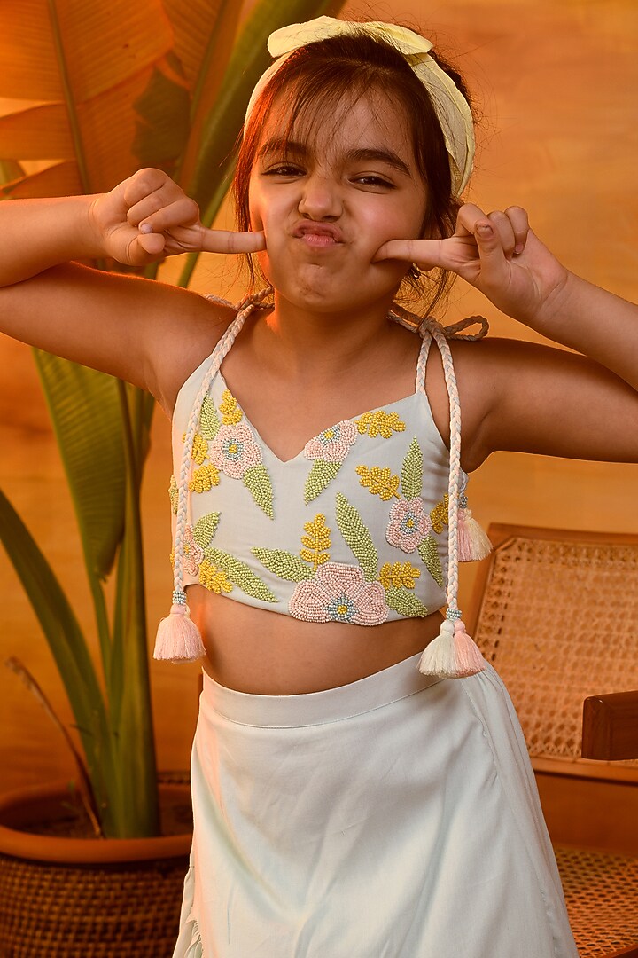 Aqua Glass Votex Co-Ord Set For Girls by Littleens at Pernia's Pop Up Shop