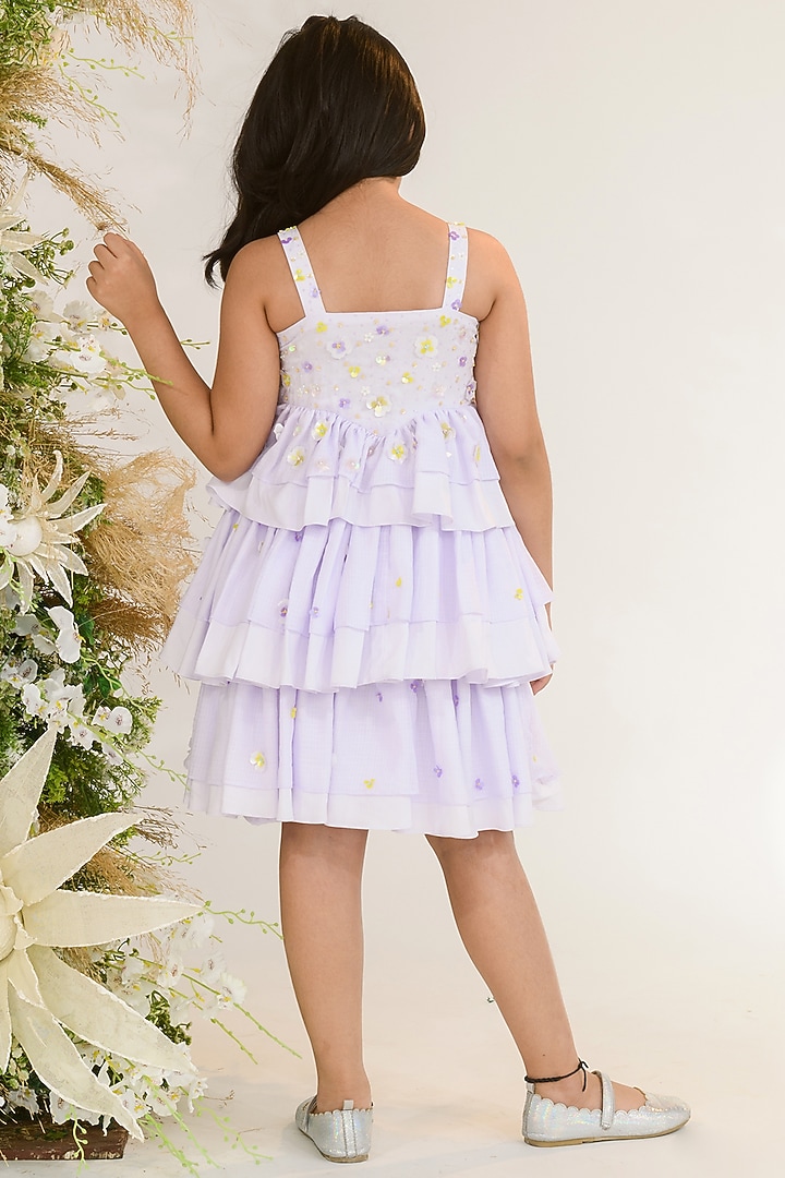 Lavender Fog Tiered Dress For Girls by Littleens at Pernia's Pop Up Shop