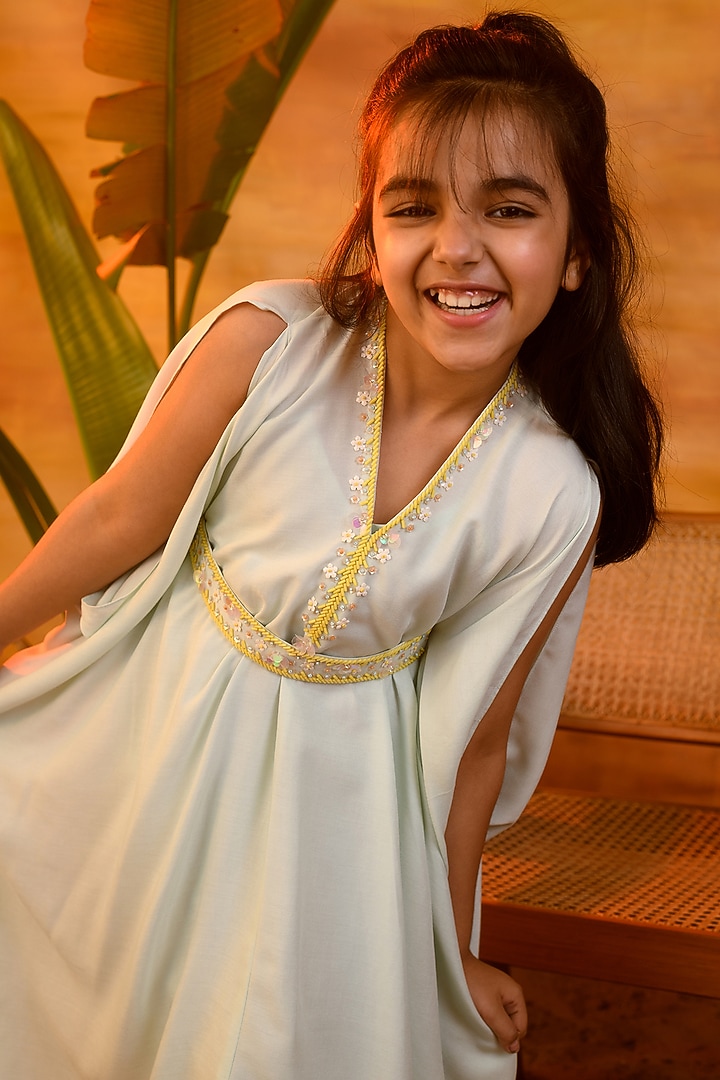 Aqua Glass Votex Kaftan For Girls by Littleens at Pernia's Pop Up Shop