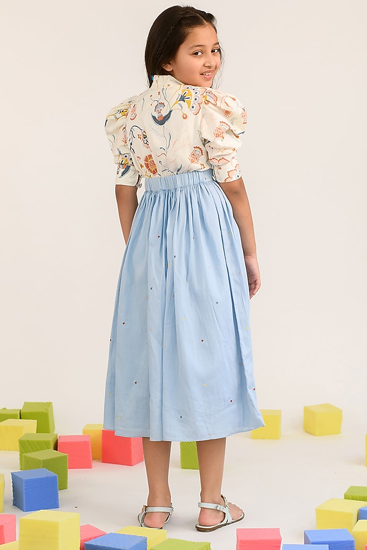 Pastel Blue Cotton Satin Dress For Girls by Littleens at Pernia's Pop Up Shop