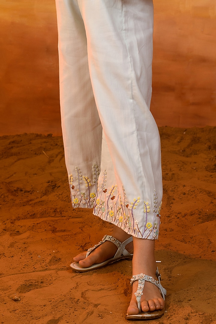 Aqua Glass Embroidered Jumpsuit For Girls by Littleens at Pernia's Pop Up Shop