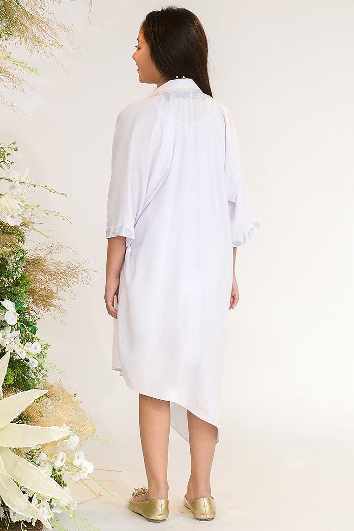 Lavender Fog Hand Embroidered Kaftan For Girls by Littleens at Pernia's Pop Up Shop