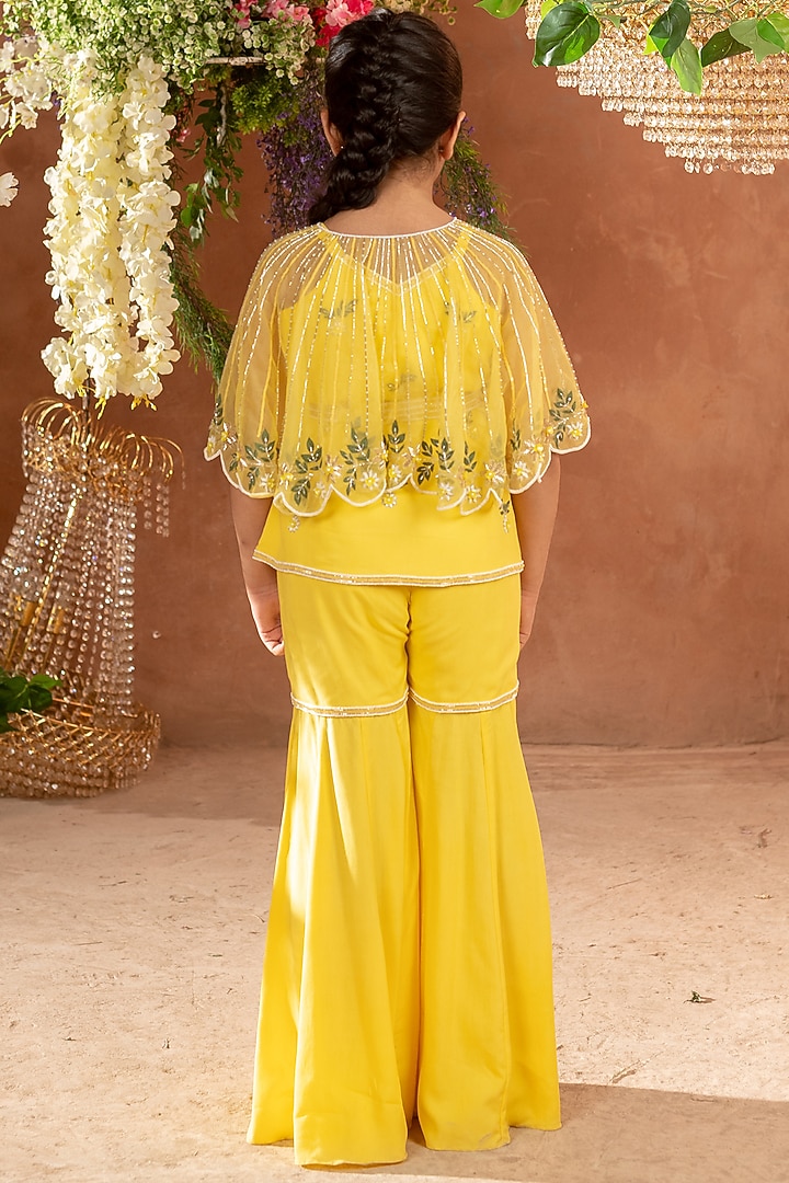 Yellow Vortex Sharara Set For Girls by Littleens at Pernia's Pop Up Shop