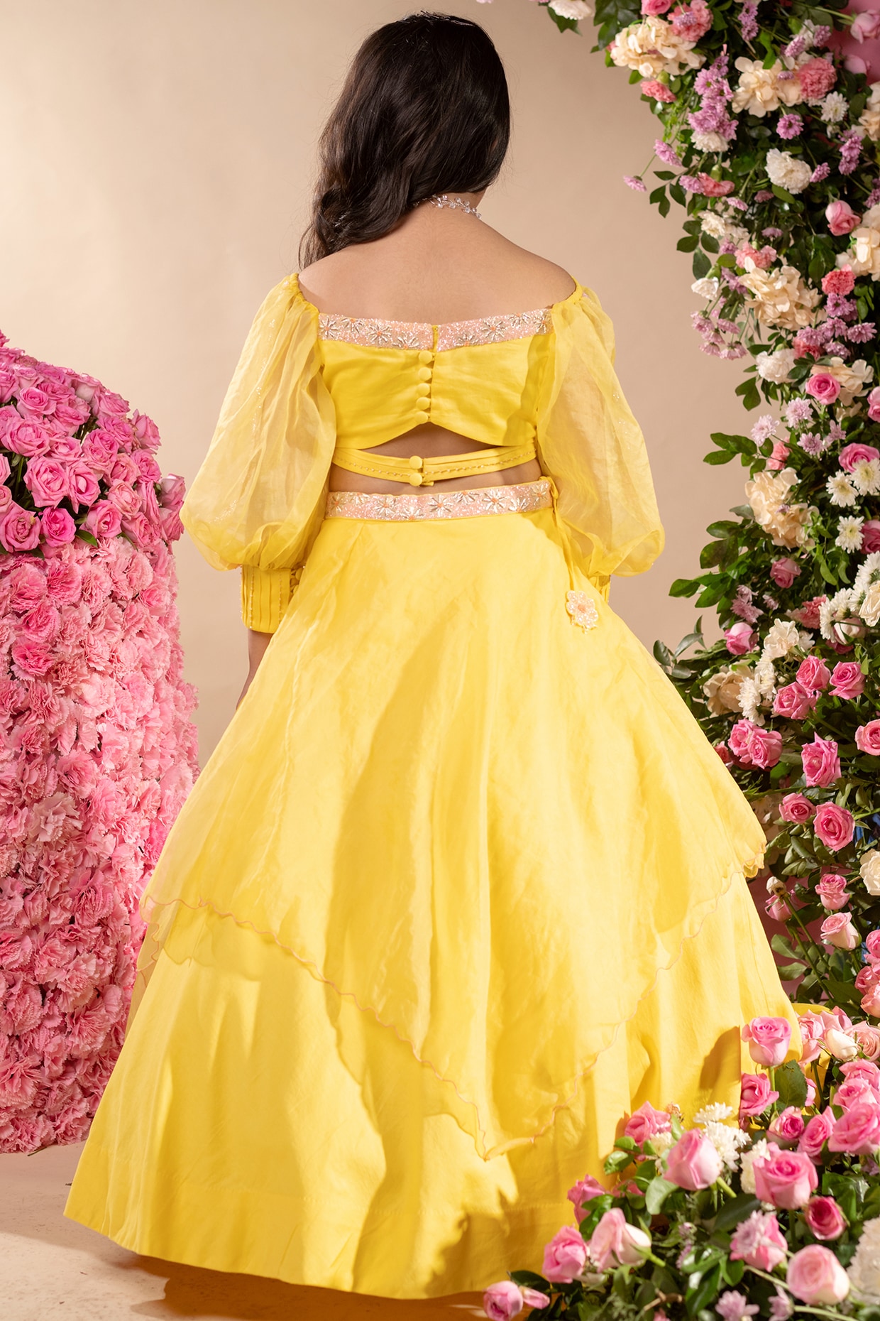 BCBGMAXAZRIA Canary yellow lace 34 sleeve flared ball gown US 6 India | Ubuy