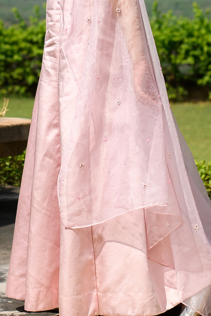 Rose Pink Embroidered Gown For Girls by Littleens at Pernia's Pop Up Shop