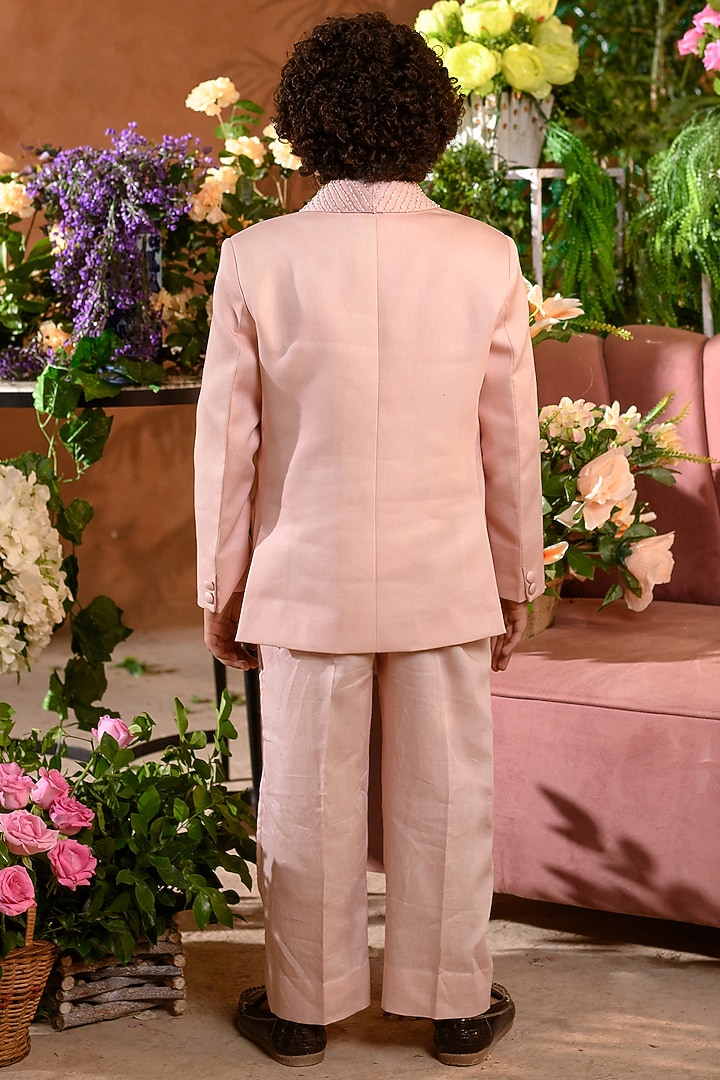 Pink Embroidered Tuxedo Set For Boys by Littleens at Pernia's Pop Up Shop