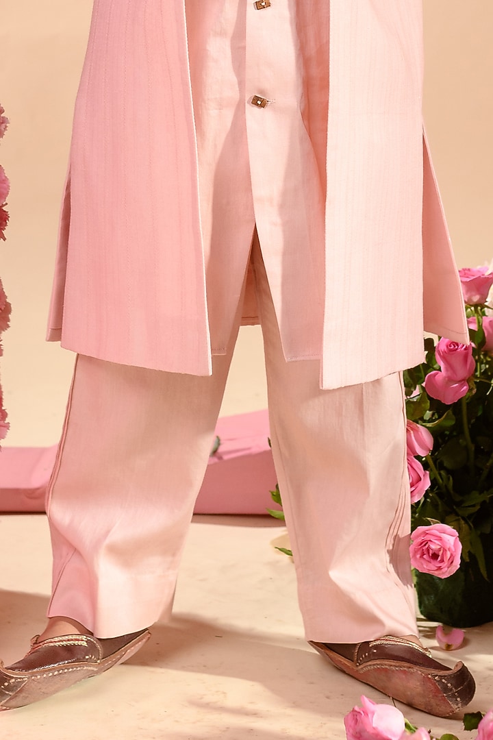 Pink Embroidered Nehru Jacket For Boys by Littleens at Pernia's Pop Up Shop