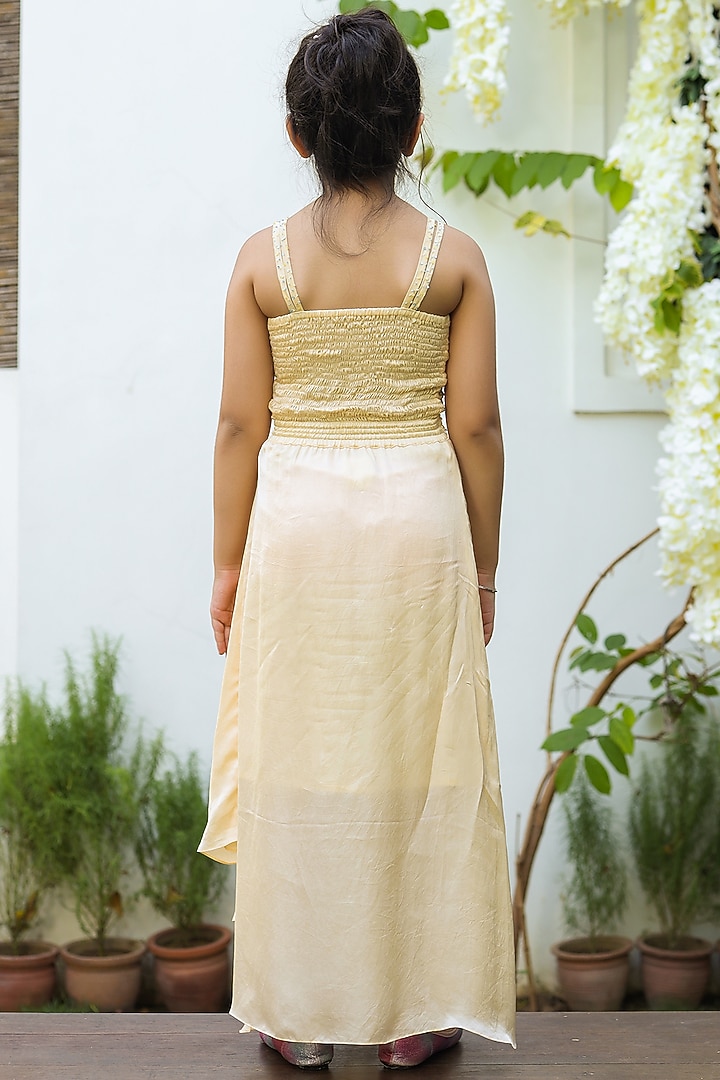 Yellow Embroidered Dress For Girls by Littleens at Pernia's Pop Up Shop