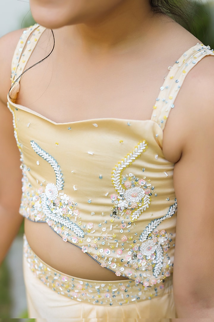Yellow Embroidered Dress For Girls by Littleens at Pernia's Pop Up Shop