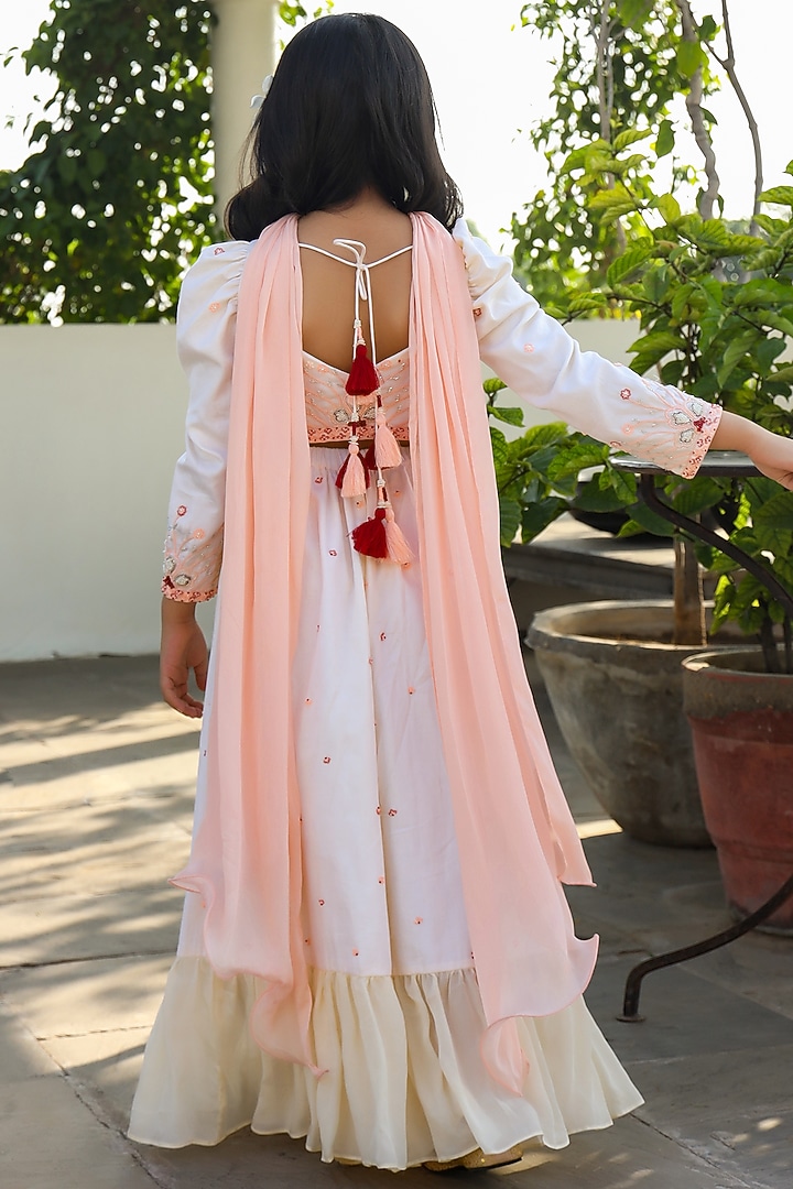 White Chinon Sharara Set For Girls by Littleens at Pernia's Pop Up Shop