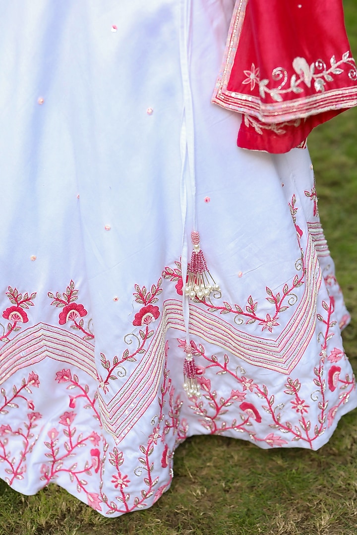 White Sequins Embroidered Lehenga Set For Girls by Littleens at Pernia's Pop Up Shop