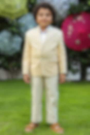 Yellow Striped Suit Jacket Set For Boys by Littleens at Pernia's Pop Up Shop