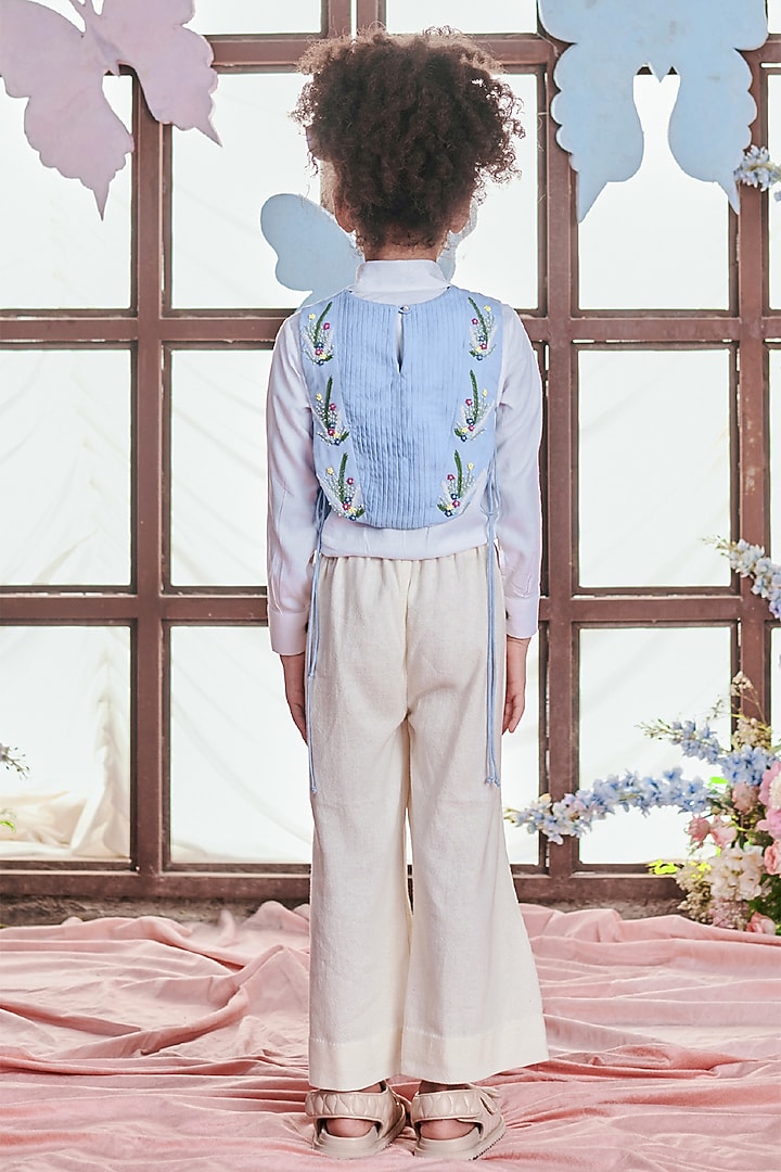Pearl White Organic Crush Cotton Co-Ord Set For Girls by Littleens at Pernia's Pop Up Shop