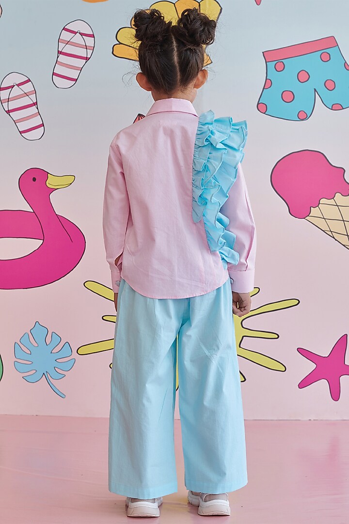 Baby Blue & Pink Organic Cotton Co-Ord Set For Girls by Littleens at Pernia's Pop Up Shop