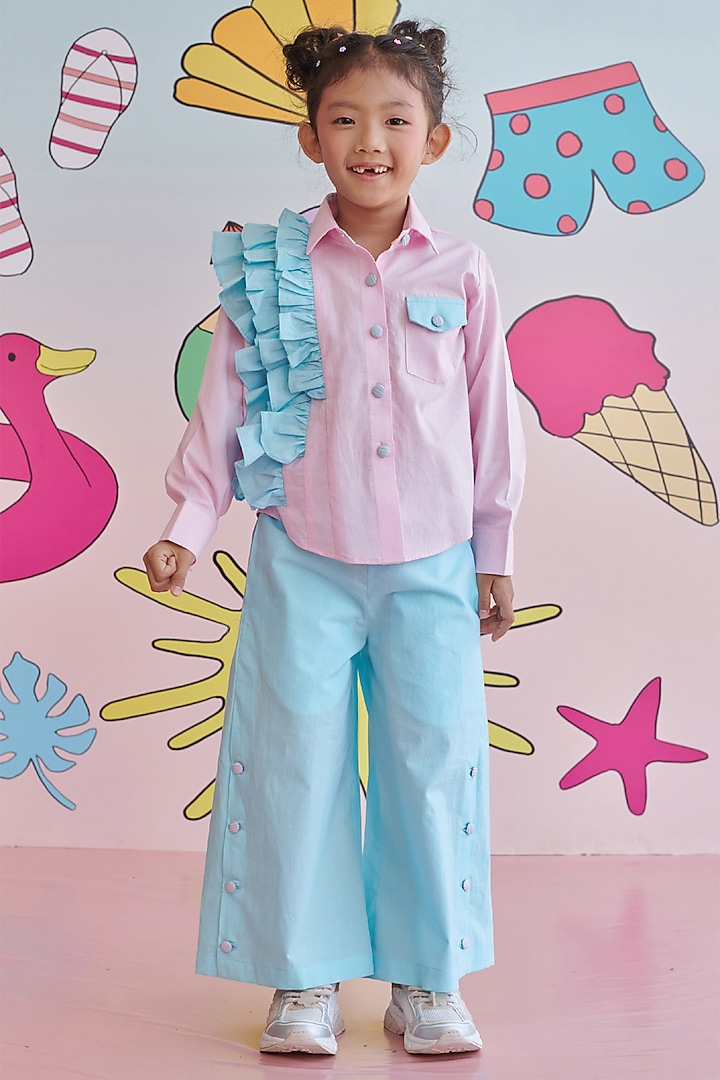 Baby Blue & Pink Organic Cotton Co-Ord Set For Girls by Littleens at Pernia's Pop Up Shop