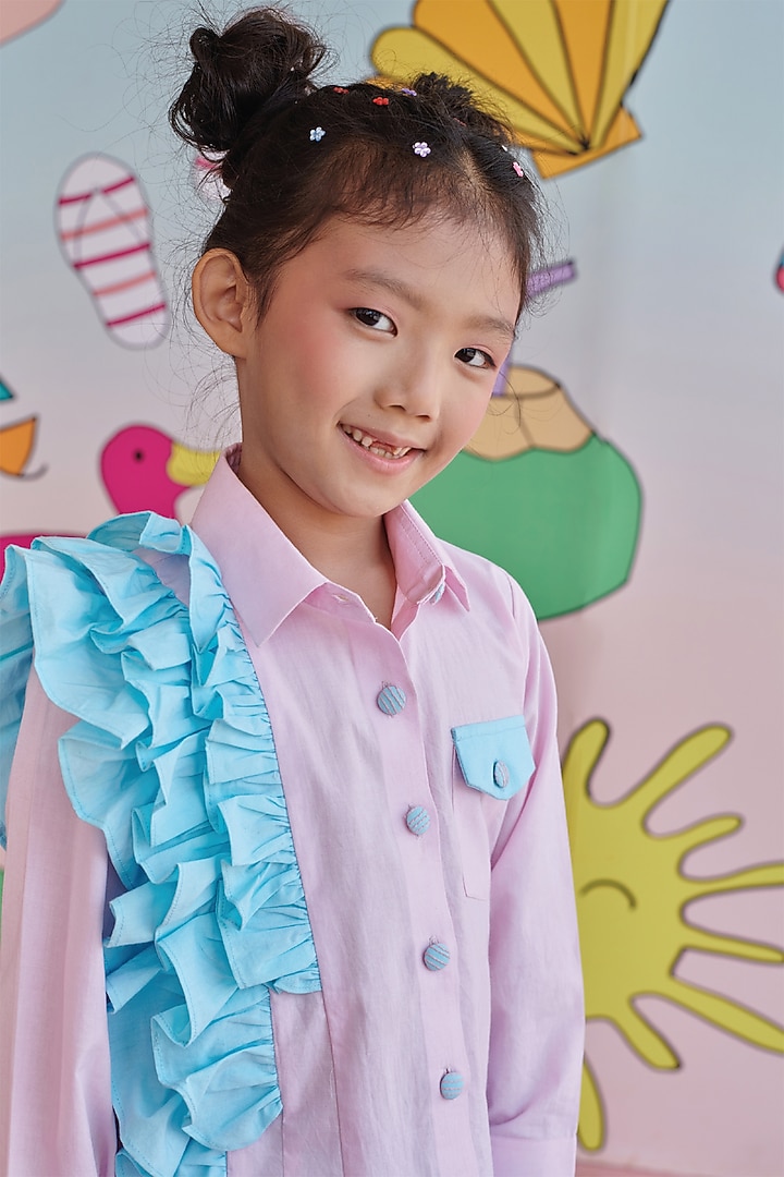 Baby Blue & Pink Organic Cotton Co-Ord Set For Girls by Littleens at Pernia's Pop Up Shop