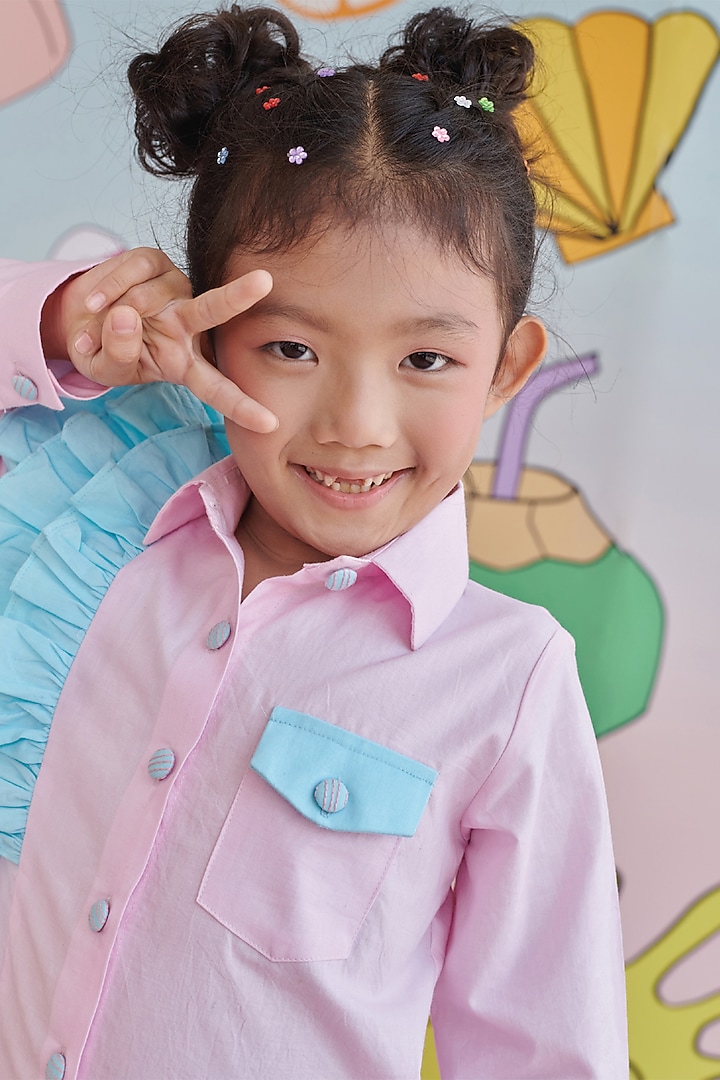 Baby Blue & Pink Organic Cotton Co-Ord Set For Girls by Littleens at Pernia's Pop Up Shop